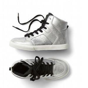 Toddler Metallic silver hi-top sneakers high top